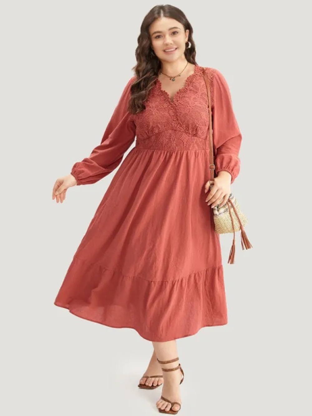 Bloomchic patchwork dress coral size 14-16